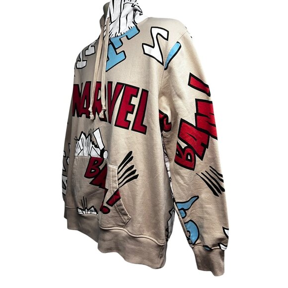 Disney 100 Marvel Mens Pullover Hoodie Sweatshirt Large All Over Spell Out Print - Picture 3 of 5